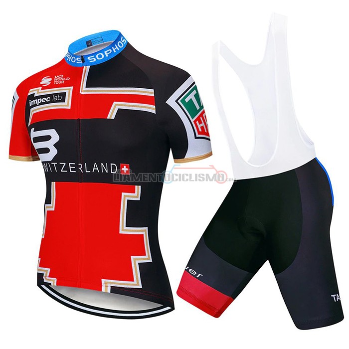 Abbigliamento Ciclismo Svizzera Manica Corta 2020 Rosso Nero Blu